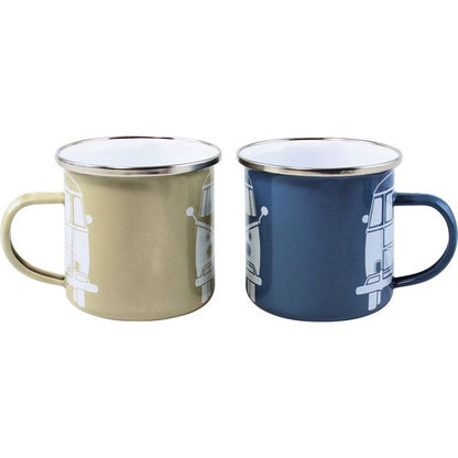 VW Collection T1 -bussi Emalimukit, 2 kpl, 350 ml - Sininen/Harmaa