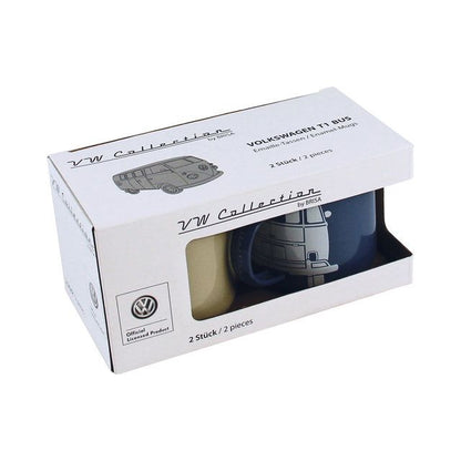 VW Collection T1 -bussi Emalimukit, 2 kpl, 350 ml - Sininen/Harmaa