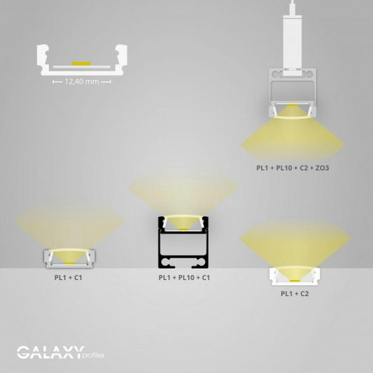 LED-PROFIILI GALAXY PL1 LED PINTA-AS.PROF.200cm MUSTA