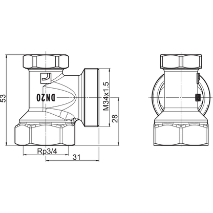 PALUUVENTTIILI KULMA ORAS 443620 STABILA PRO 3/4