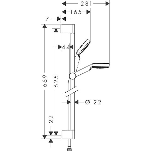 SUIHKUSETTI HANSGROHE 26533400 CROMETTA 1JET 65cm