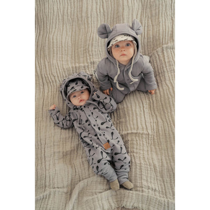 Eared Jumpsuit for Babies and Kids - Steel with Maple Seeds