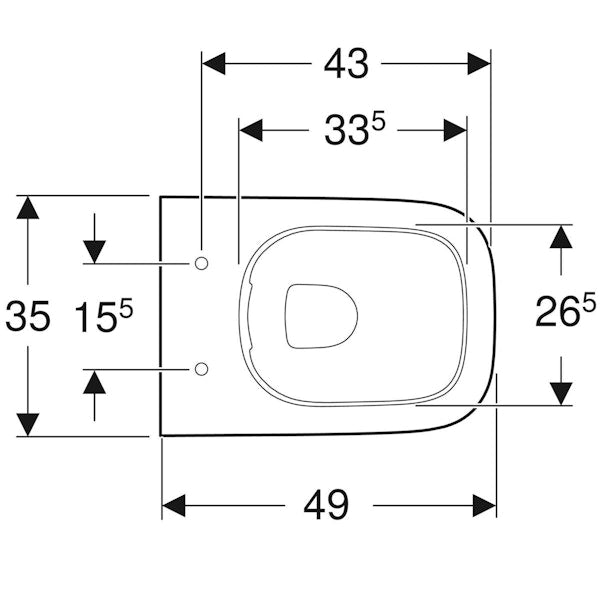 WC-ISTUIN SEINÄ EI KANTTA GEBERIT SMYLE SQUARE COMPACT SULJETTU