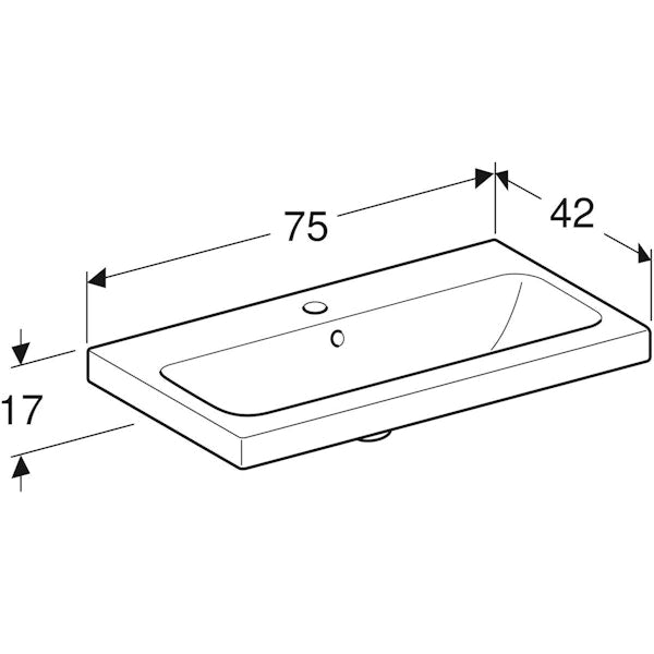 PESUALLAS GEBERIT ICON LIGHT 750X420mm VALKOINEN