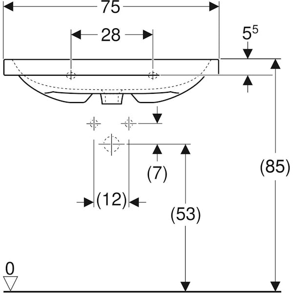 PESUALLAS GEBERIT ICON LIGHT 750X420mm VALKOINEN