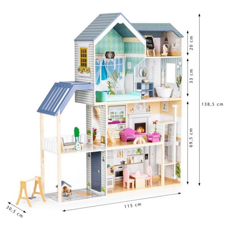 Wooden Dollhouse Crystal with LED Lights