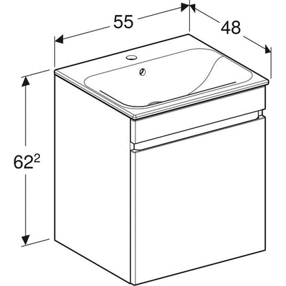 Allaskaappipaketti Geberit Renova Plan L55 K62,2 S48cm KeraTect laava