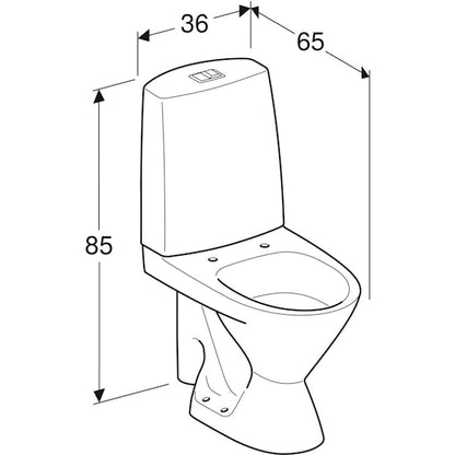 WC-istuin Ido Seven D 13 iso jalka kiinnitysrei'illä ilman istuinkantta 1-huuhtelu