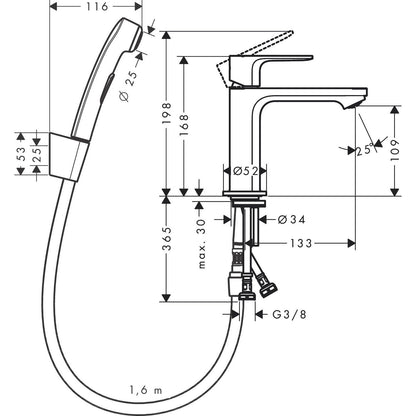 PESUALLASHANA HANSGROHE 72215000 REBRIS S 110 BIDE KROMI