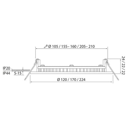 ALASVALO FLAT R DUO 120 IP44 8W 830/840 DIM WH