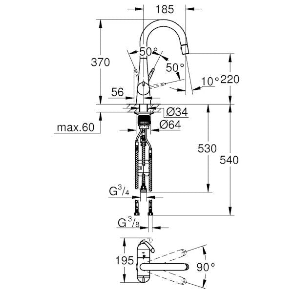 KEITTIÖHANA GROHE 31795000 ZEDRA PKV (6225112)