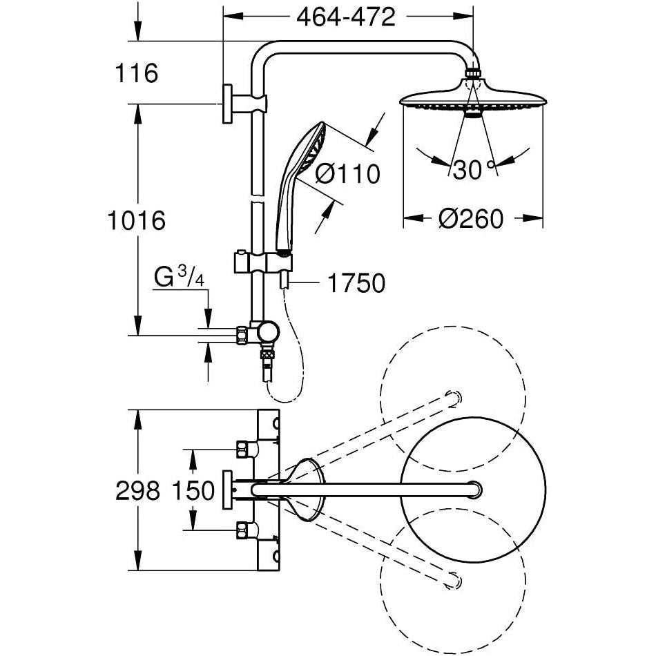 Yläsuihkuhana Grohe Euphoria System 260 26706000