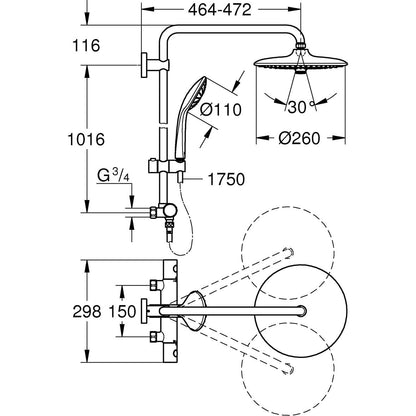 Yläsuihkuhana Grohe Euphoria System 260 26707000