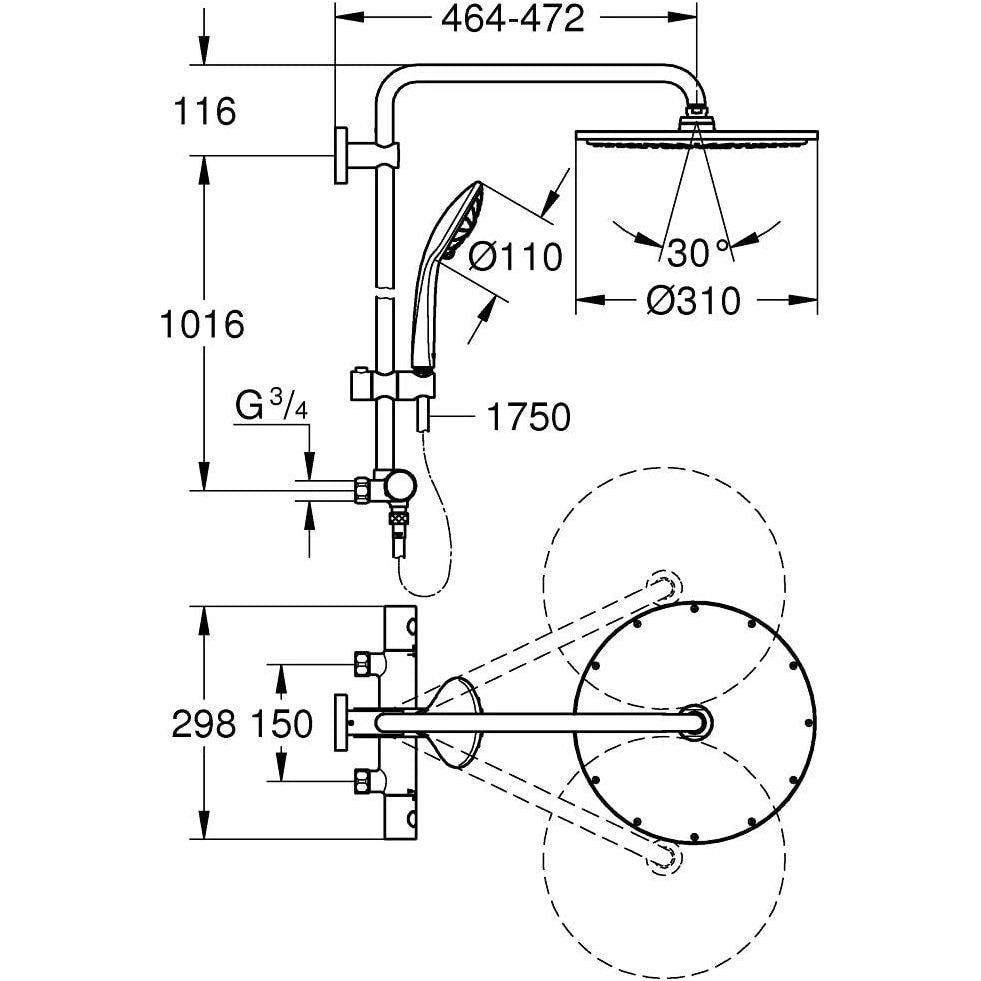 Yläsuihkuhana Grohe Euphoria System 310 26711000