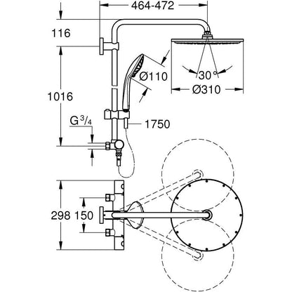 Yläsuihkuhana Grohe Euphoria System 310 26711000