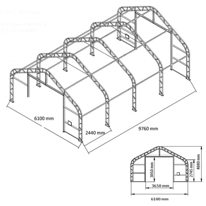 Ranch Premium 6,1 x 9,76 x 4,88 m 900g kalustohalli