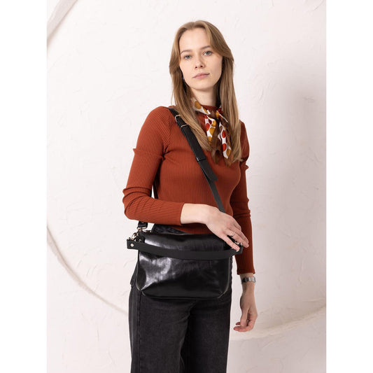 TOMMY leather bag with two handles - Black