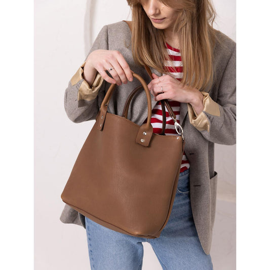 MIGLE Leather Handbag - Cappuccino