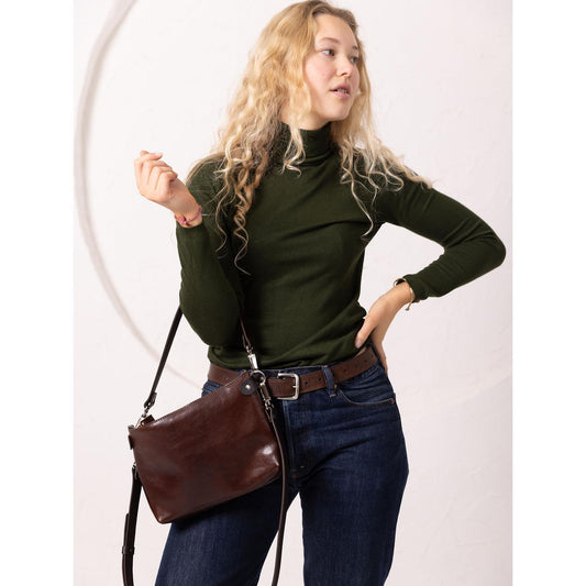 TOMMY Leather Bag with Two Handles - Cognac