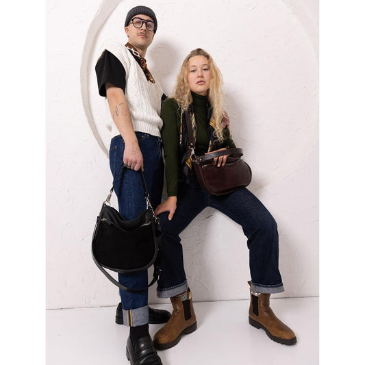 STELLA Leather Handbag - Brown & Cognac