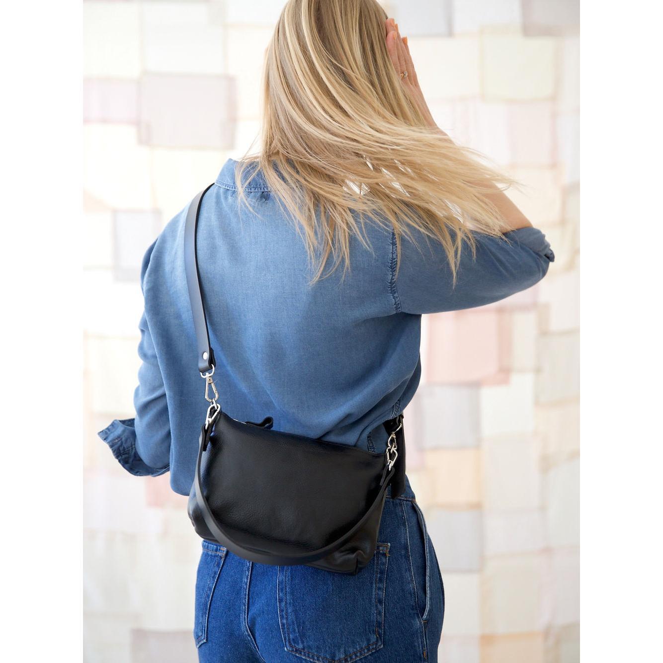 TOMMY leather bag with two handles - Black