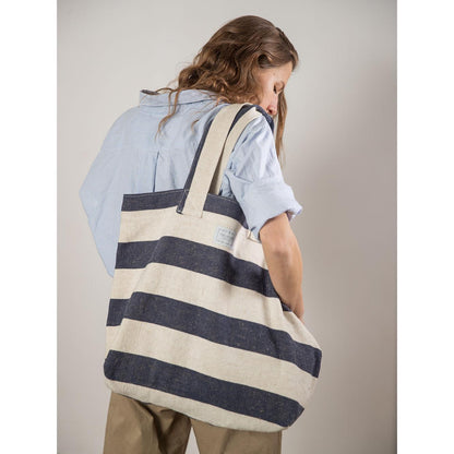BEACH BAG - Reclaimed stripe canvas