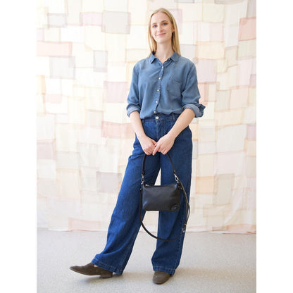 TOMMY leather bag with two handles - Black