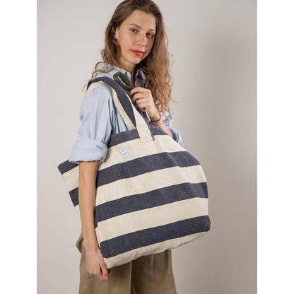 BEACH BAG - Reclaimed stripe canvas