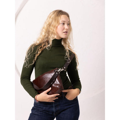 TOMMY Leather Bag with Two Handles - Cognac
