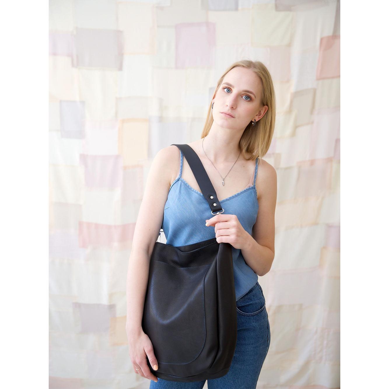LULU Handbag with Front Pocket - Black