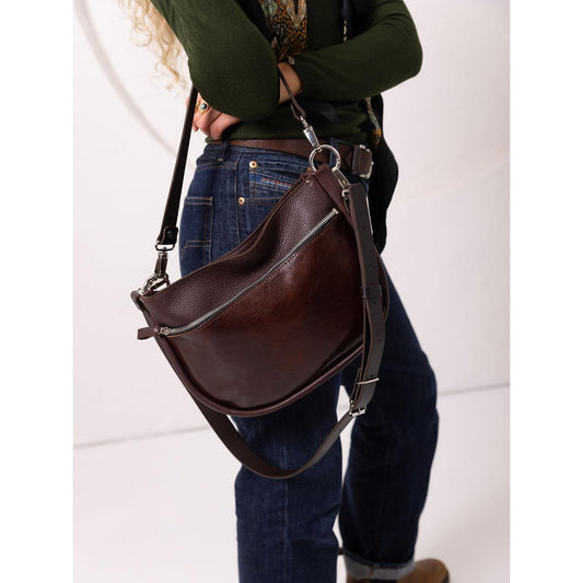 STELLA Leather Handbag - Brown & Cognac