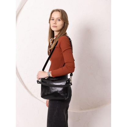 TOMMY leather bag with two handles - Black