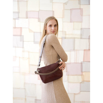 TOMMY leather bag with two handles - Crocodile pattern