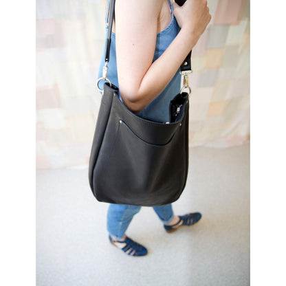 LULU Handbag with Front Pocket - Black