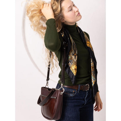 STELLA Leather Handbag - Brown & Cognac