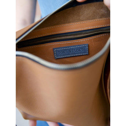 ROBIN Leather Handbag Large - Camel Brown