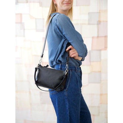 TOMMY leather bag with two handles - Black
