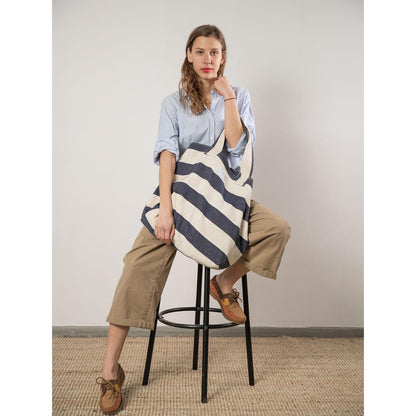 BEACH BAG - Reclaimed stripe canvas