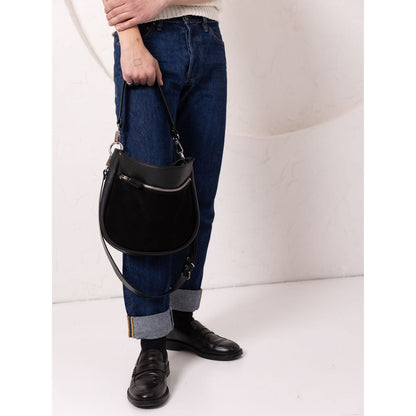 STELLA Leather Handbag - Black & Suede