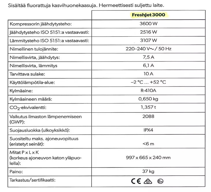 Dometic Ilmastointilaite Freshjet 3000