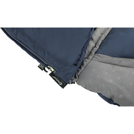 Peittomakuupussi Outwell Contour Lux Deep Blue, käännettävä, 220 cm, vetoketju vasemmalla