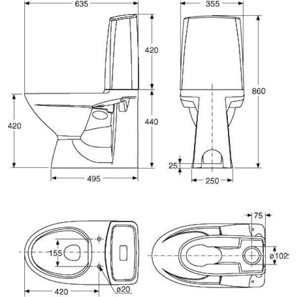 WC-ISTUIN EI KANTTA IDO 3536001101 GLOW PIILO IKR 1-T