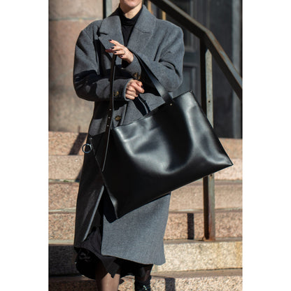 Large Handbag Adele - Genuine Black Leather