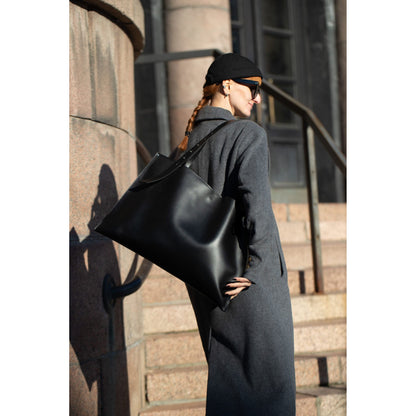 Large Handbag Adele - Genuine Black Leather