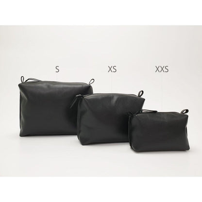 Leather Cosmetic Bag, Black - Large