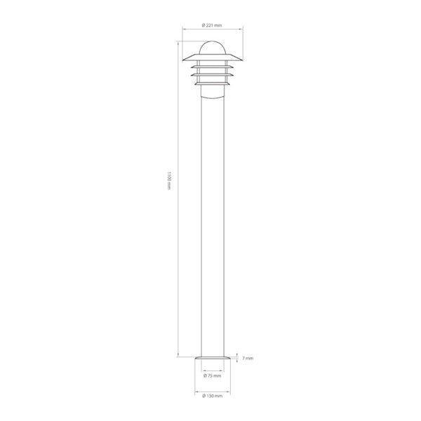 KÄPYLÄ BOLLARD PIHAPIIRIVAL IP44 E27 GLC RST H1100