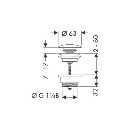 POHJAVENTTIILI HANSGROHE 50100670 PUSHOPEN MUSTA