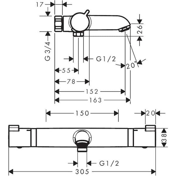 AMME-/SUIHKUHANA HANSGROHE 13186670 ECOSTAT TERM JP MUSTA