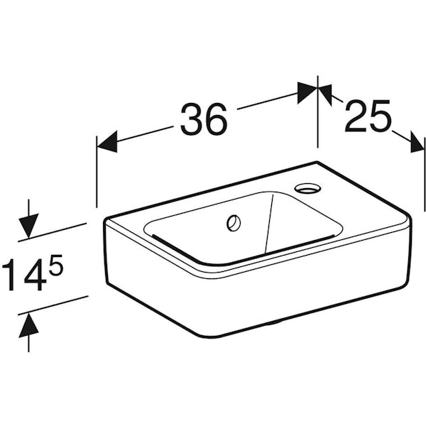 PESUALLAS GEBERIT RENOVA PLAN 360X250mm VALKOINEN