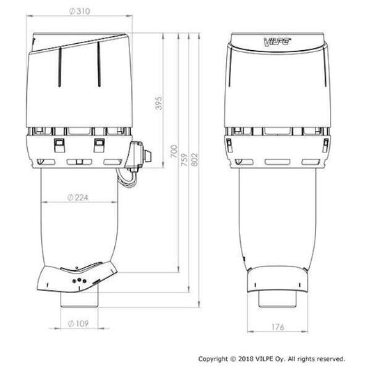 RADON HUIPPUIMURI VILPE FLOW ECO110P/700 MUSTA